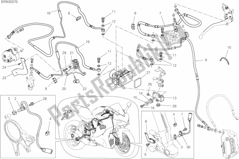 All parts for the Antilock Braking System (abs) of the Ducati Supersport Thailand 950 2017